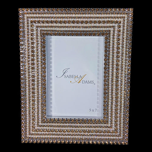 Pearl & Topaz 5 x 7 Crystal Picture Frame Featuring Premium Crystal