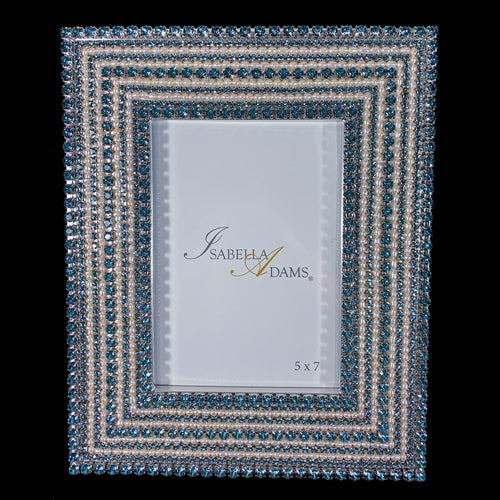Pearl & Aquamarine 5 x 7 Crystal Picture Frame Featuring Premium Crystal