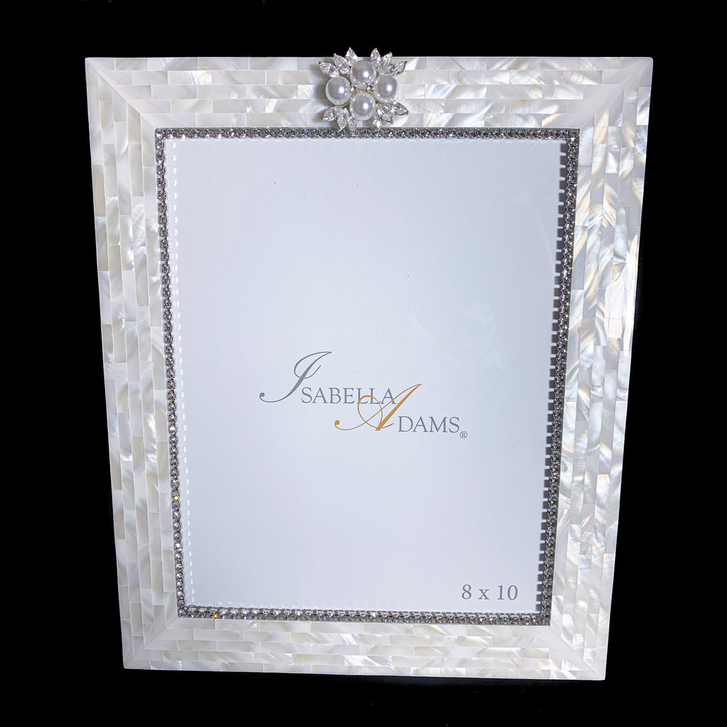 8 x 10 Mother of Pearl Picture Frame Featuring Premium Crystal & Freshwater Pearls