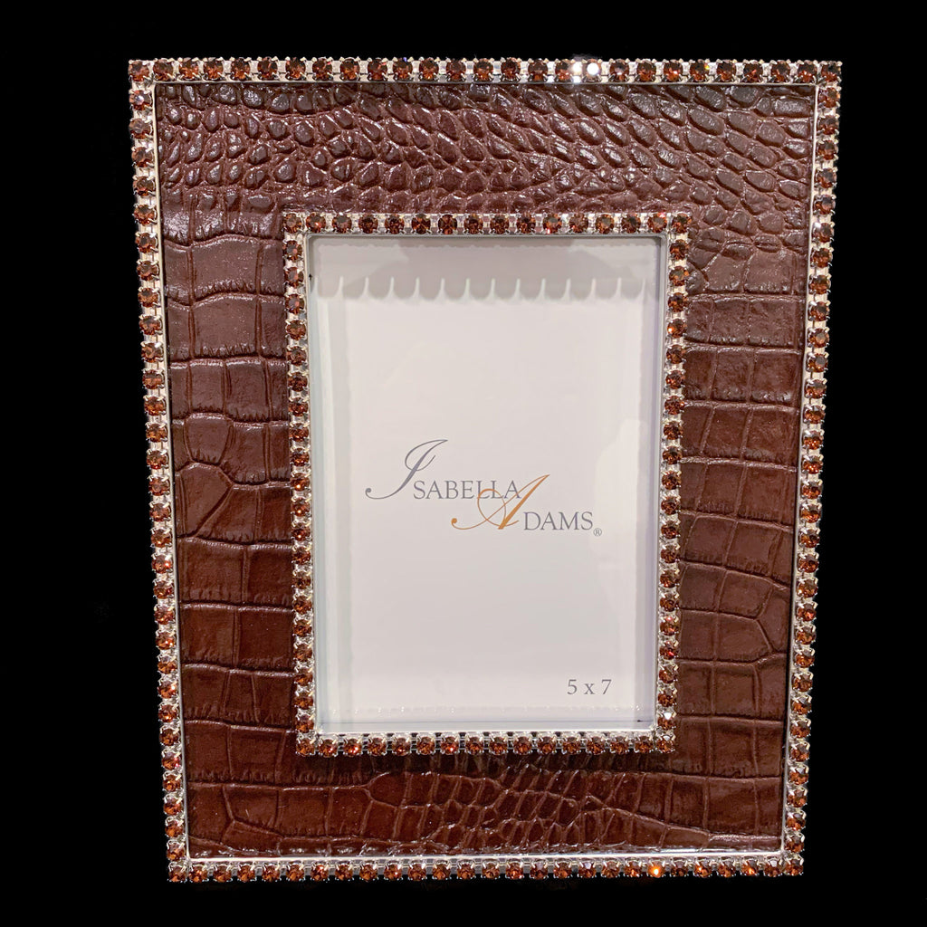 5 x 7 Brown Crocodile Picture Frame Featuring Premium Crystal