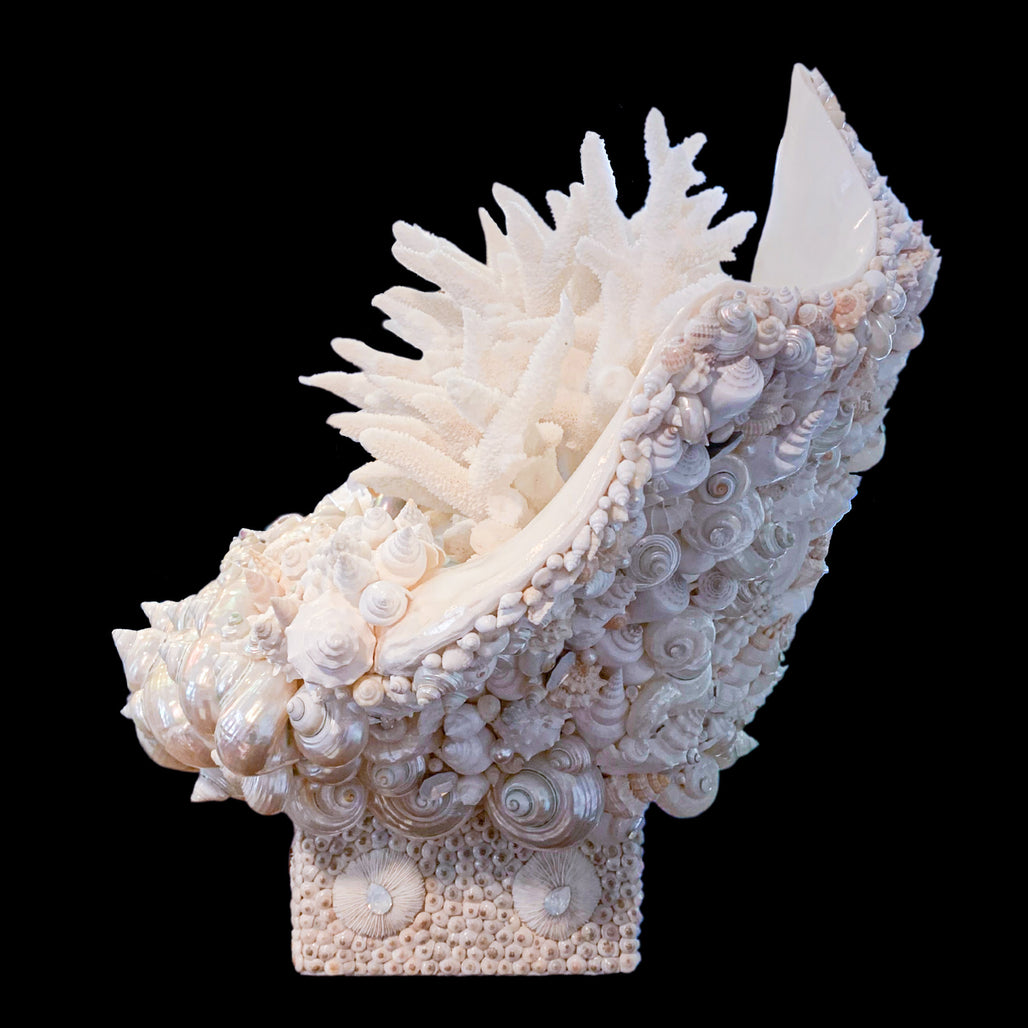 King Clam Shell Centerpiece Featuring Premium Crystal & Natural Sea Life