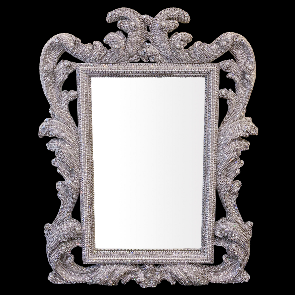 Baroque Style Wall Mirror - Premium Crystals & Freshwater Pearls