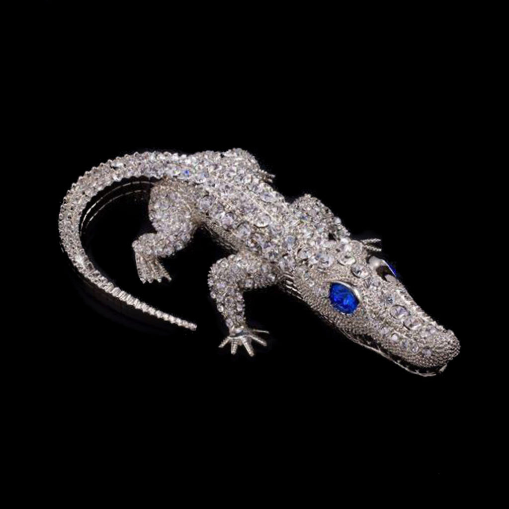 Bull Gator Paperweight Collectible Featuring Premium Crystals | Sapphire Eyes