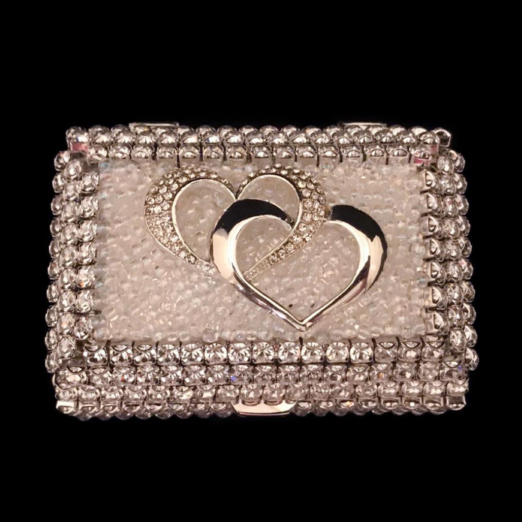 Locking Hearts Ring Box Featuring Clear Premium Crystal