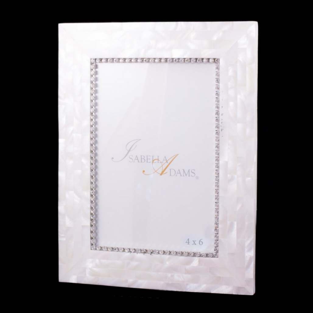4 x 6 Classic Mother of Pearl Picture Frame Featuring Premium Crystal