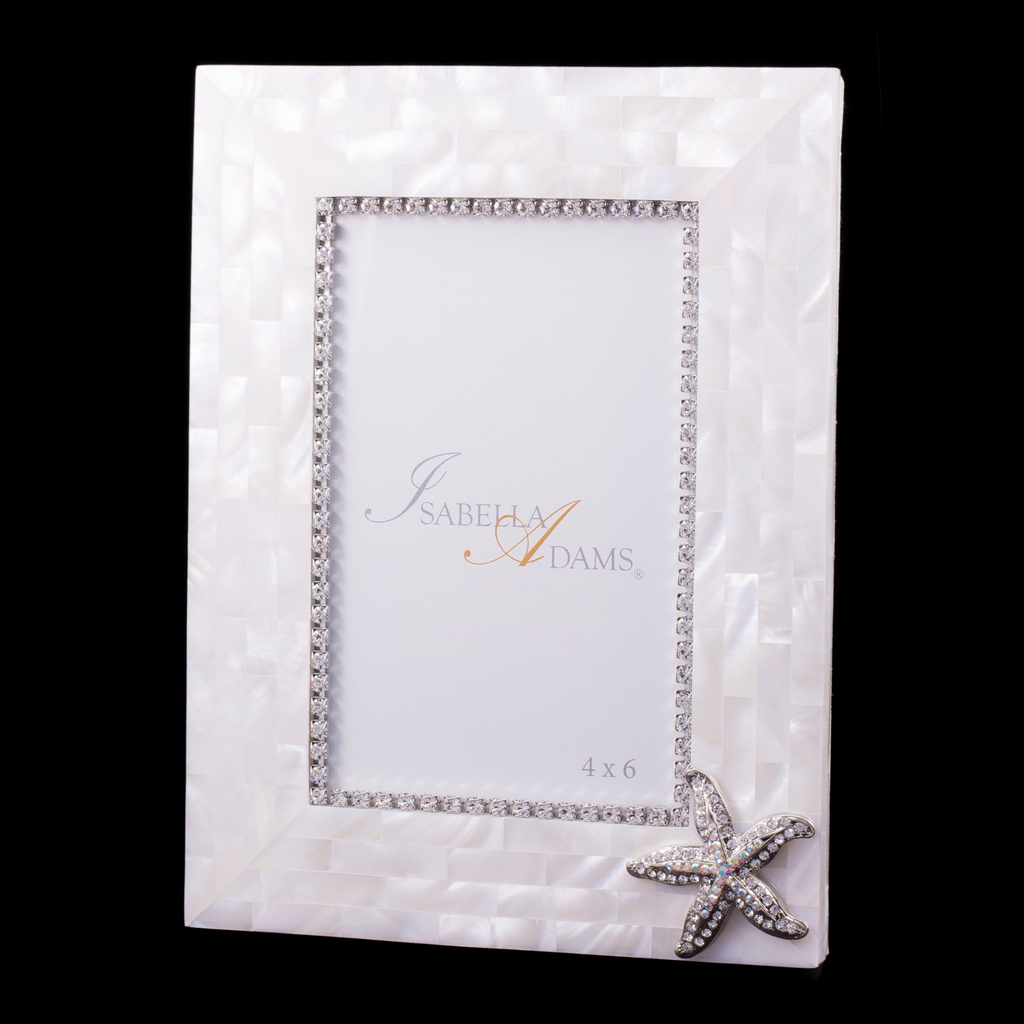 4 x 6 Mother of Pearl Starfish Picture Frame Featuring Premium Crystal