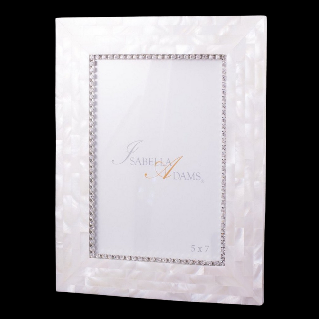 5 x 7 Classic Mother of Pearl Picture Frame Featuring Premium Crystal