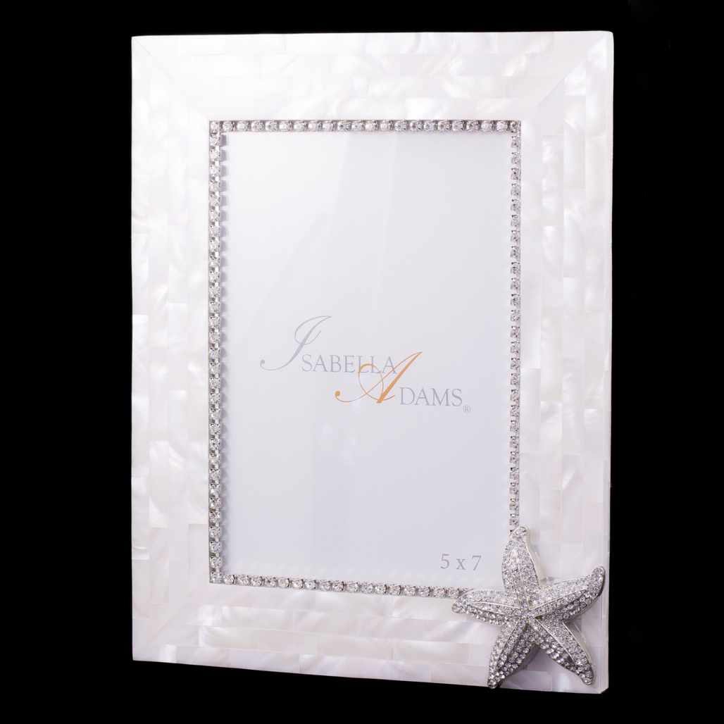 5 x 7 Mother of Pearl Starfish Picture Frame Featuring Premium Crystal