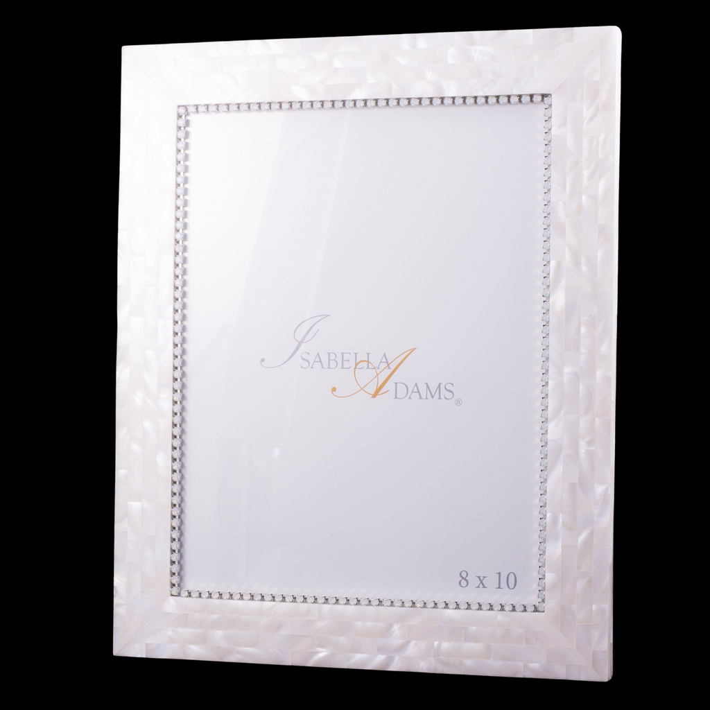 8 x 10 Mother of Pearl White Opal Picture Frame Featuring Premium Crystal