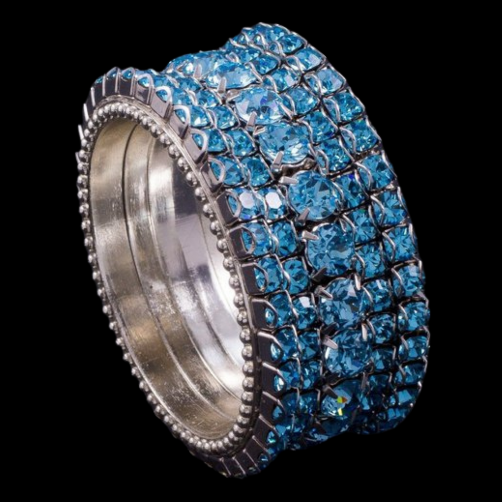 Crystal Napkin Ring Featuring Aquamarine Premium Crystal | Set of 4