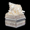 White Opal Hexagon Box Featuring Premium Crystals & Natural Seashells