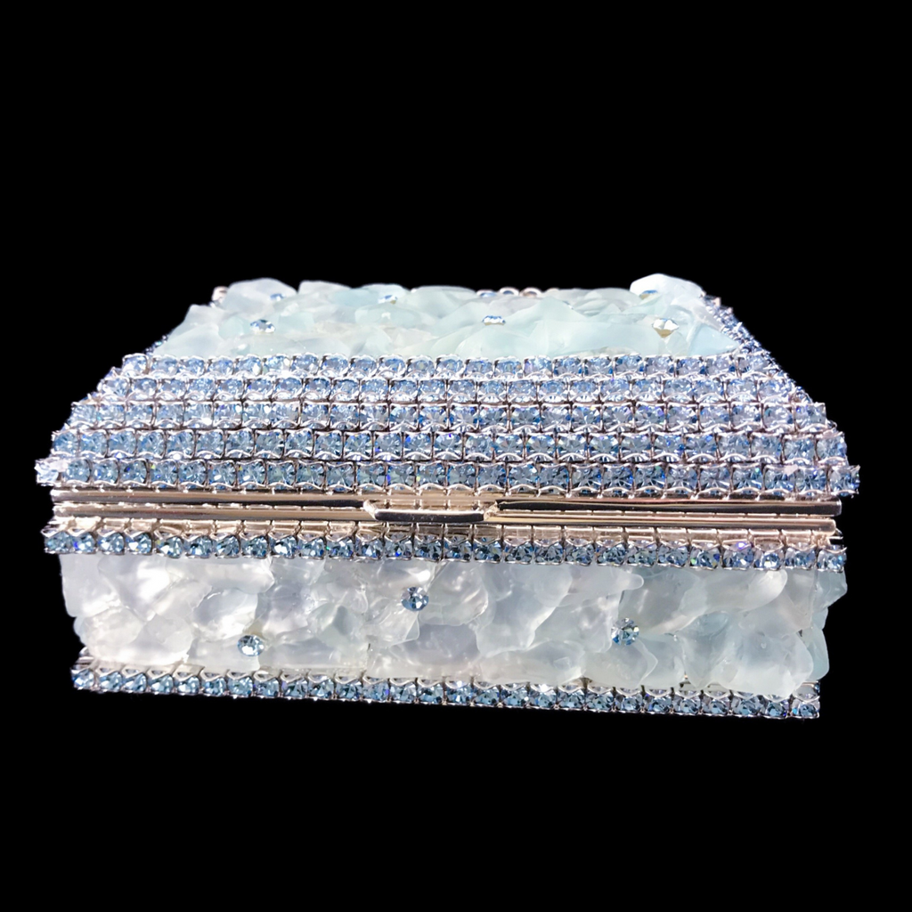 Sea Glass Keepsake Box Featuring Aquamarine Premium Crystal