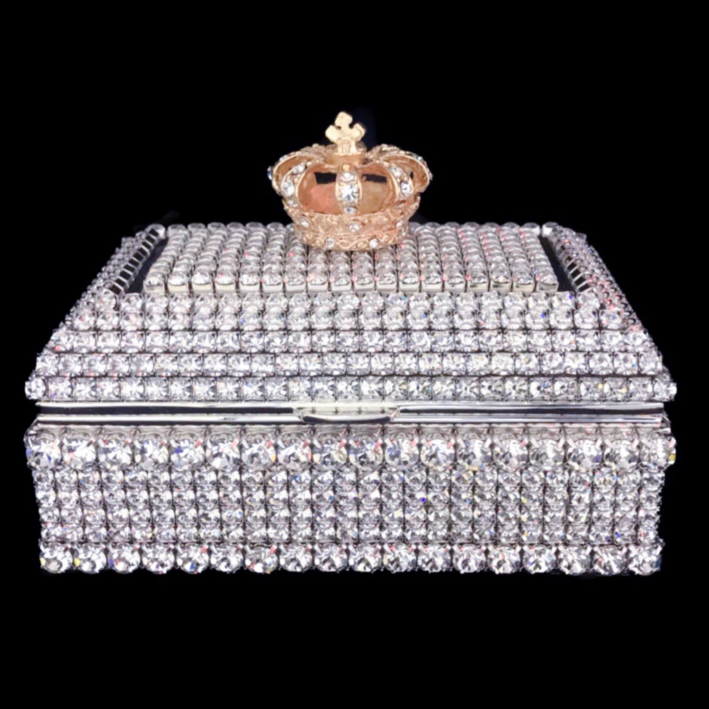 Gold Crown Keepsake Box Featuring Clear Premium Crystal