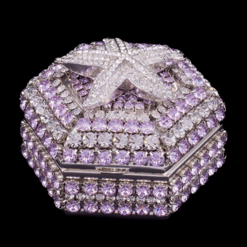 Violet Starfish Hexagon Box Featuring Premium Crystal