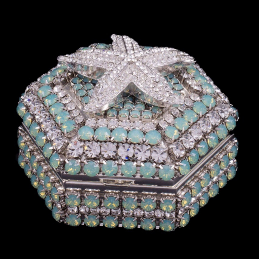 Pacific Opal Starfish Hexagon Box Featuring Premium Crystal
