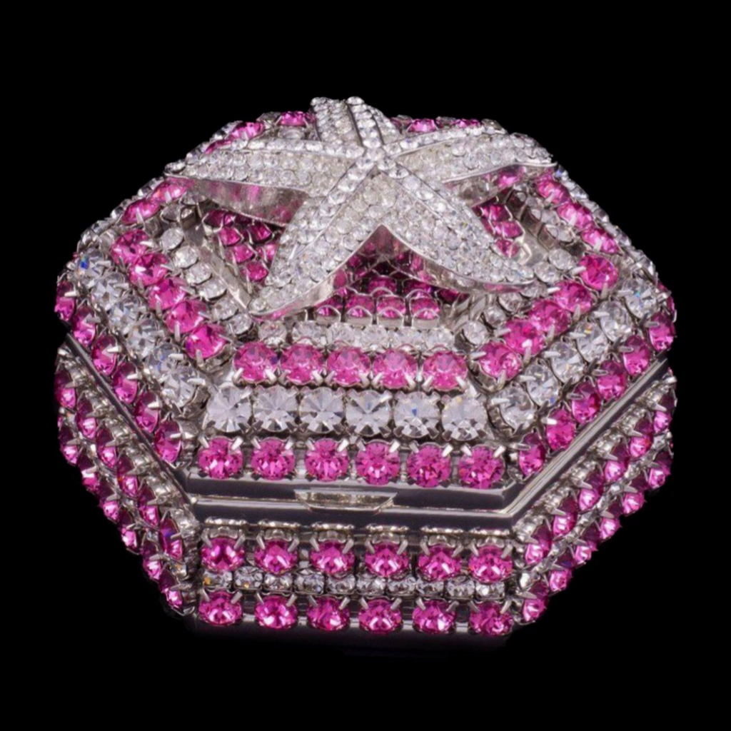 Rose Starfish Hexagon Box Featuring Premium Crystal
