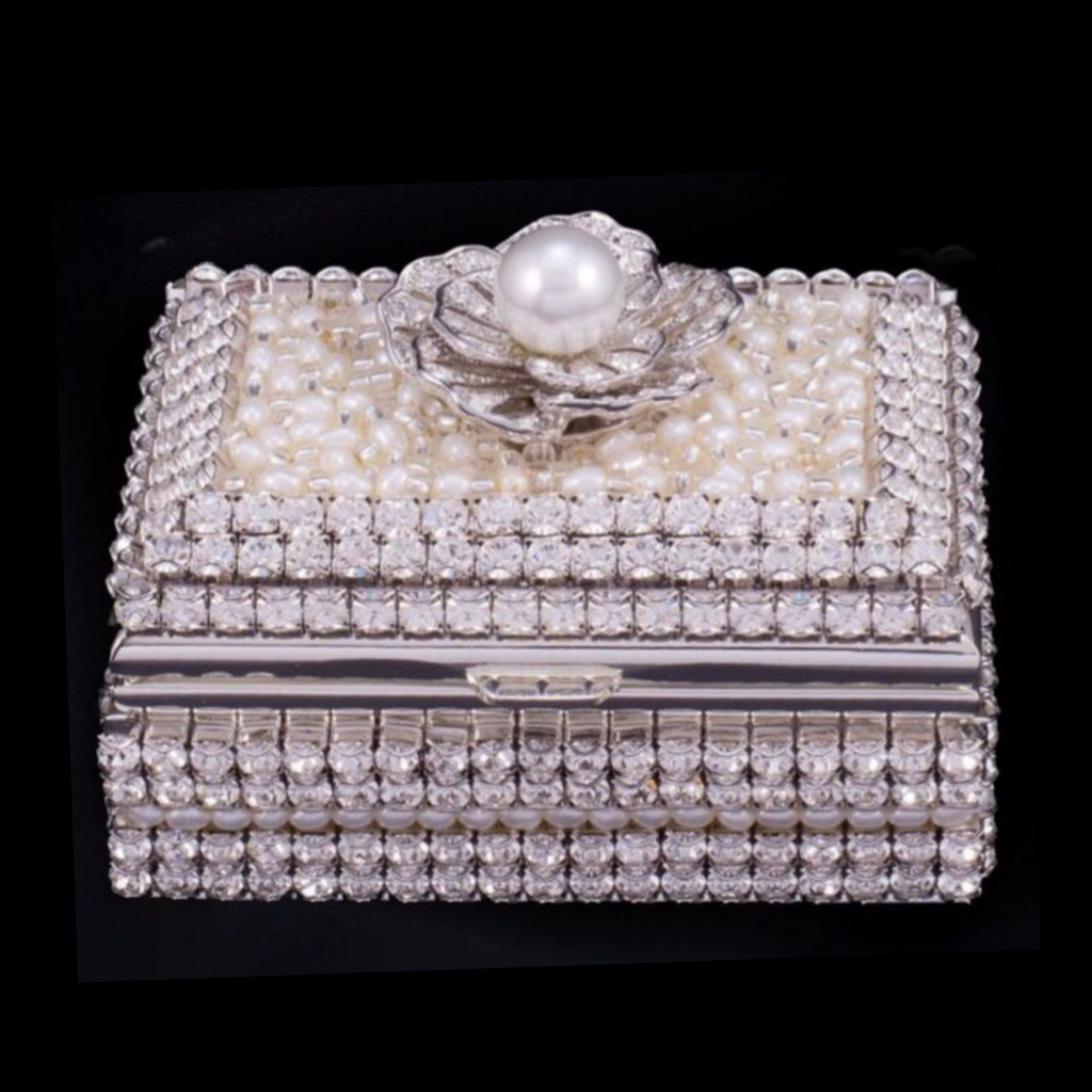 Single Pearl Ring Box Featuring Premium Crystal