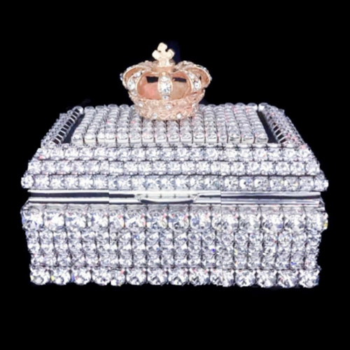 Gold Crown Ring Box Featuring Premium Crystal