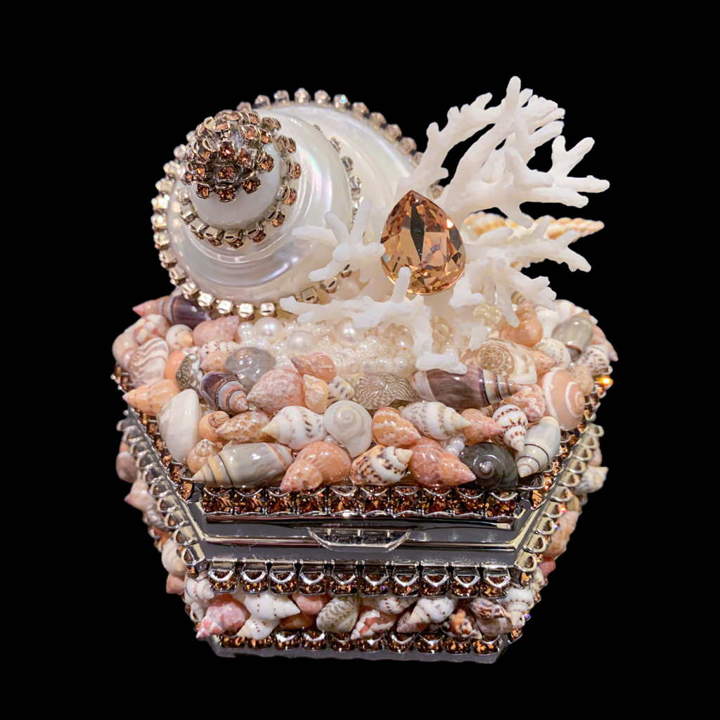 Topaz Hexagon Box Featuring Premium Crystals & Natural Seashells
