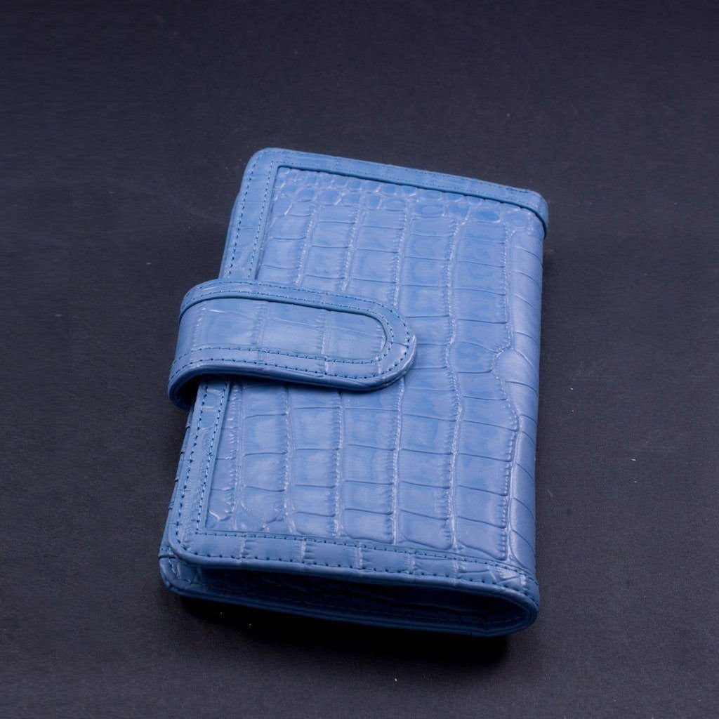 Python Embossed Leather Wallet | Blue