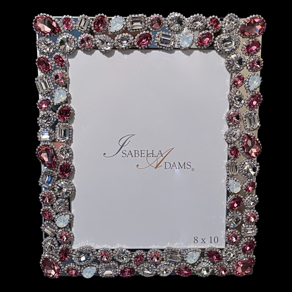 Rose Pink 8 x 10 Crystal Cluster Picture Frame Featuring Premium Crystal