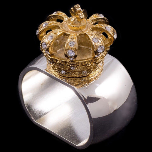 Gold Crown Napkin Ring Featuring Premium Crystal | Set of 4