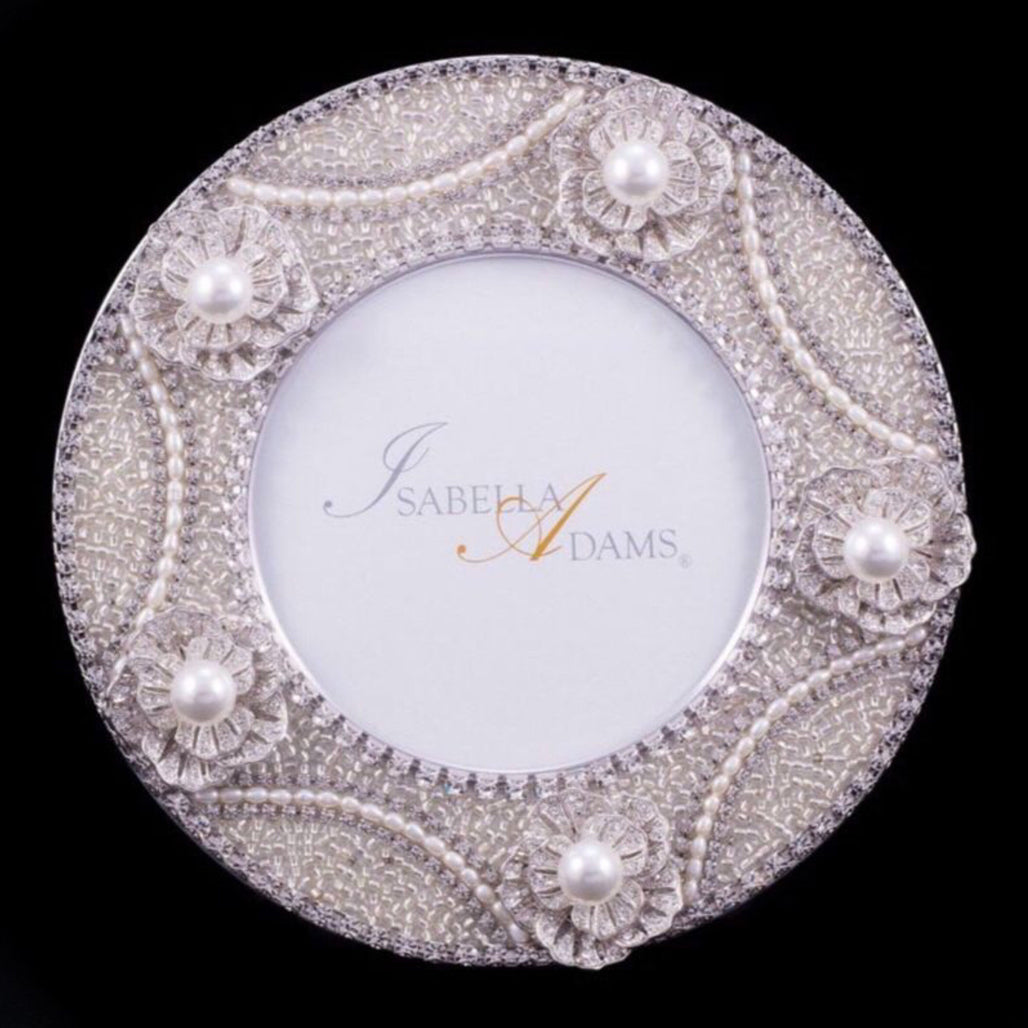 6” Round Single Pearl Picture Frame