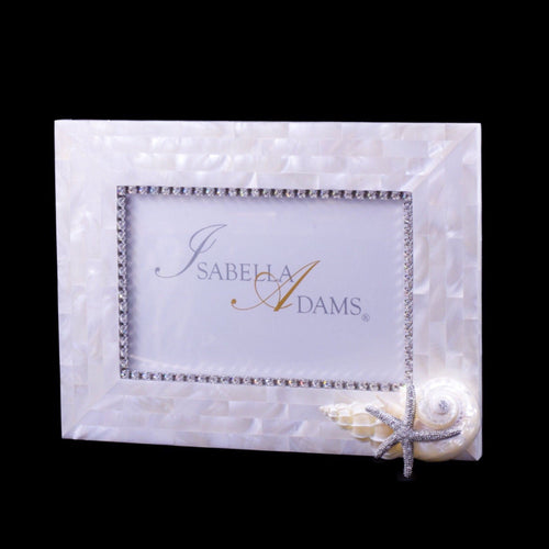 4 x 6 Mother of Pearl Starfish Picture Frame Featuring Premium Crystals and Natural Seashells