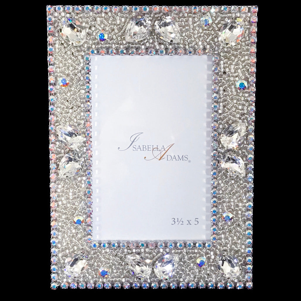 3.5 x 5 Silver Shade Crystal Picture Frame Featuring Swarovski © Crystals