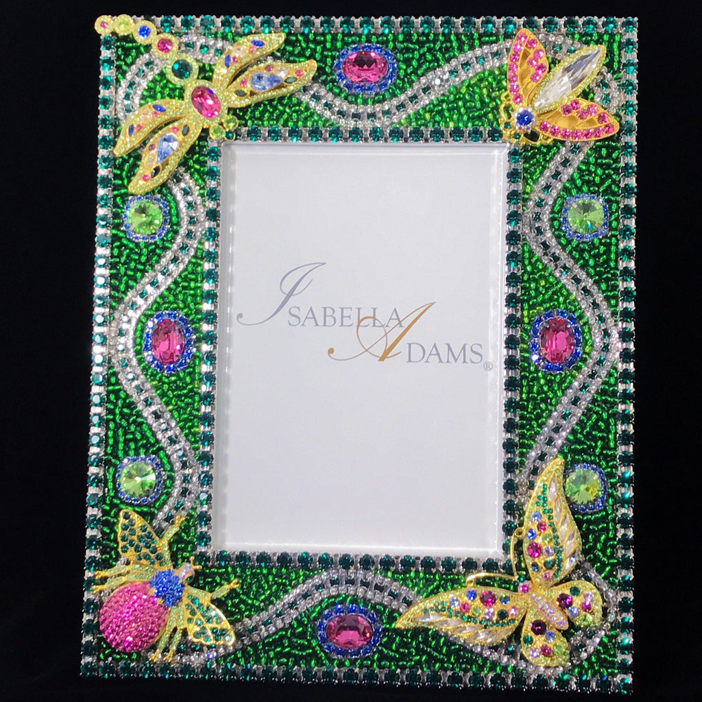 5 x 7 Evergreen Crystallized Bug Garden Picture Frame Featuring Premium Crystal
