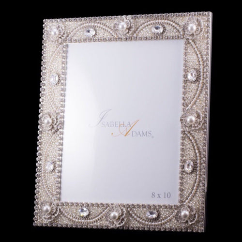 Classic Pearls & Crystal 8 x 10 Picture Frame Featuring Premium Crystal