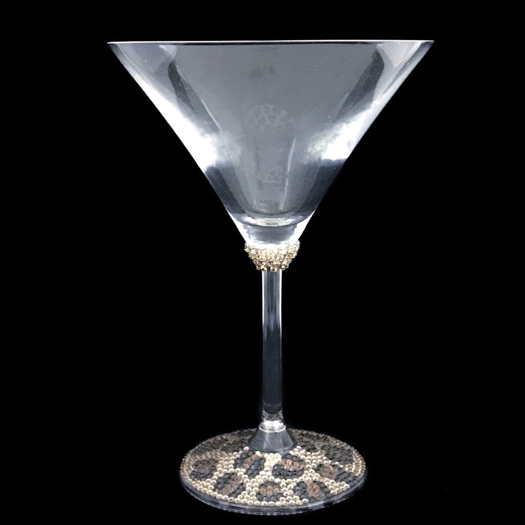 Zebra & Leopard Martini Glass Set Featuring Premium © Crystals