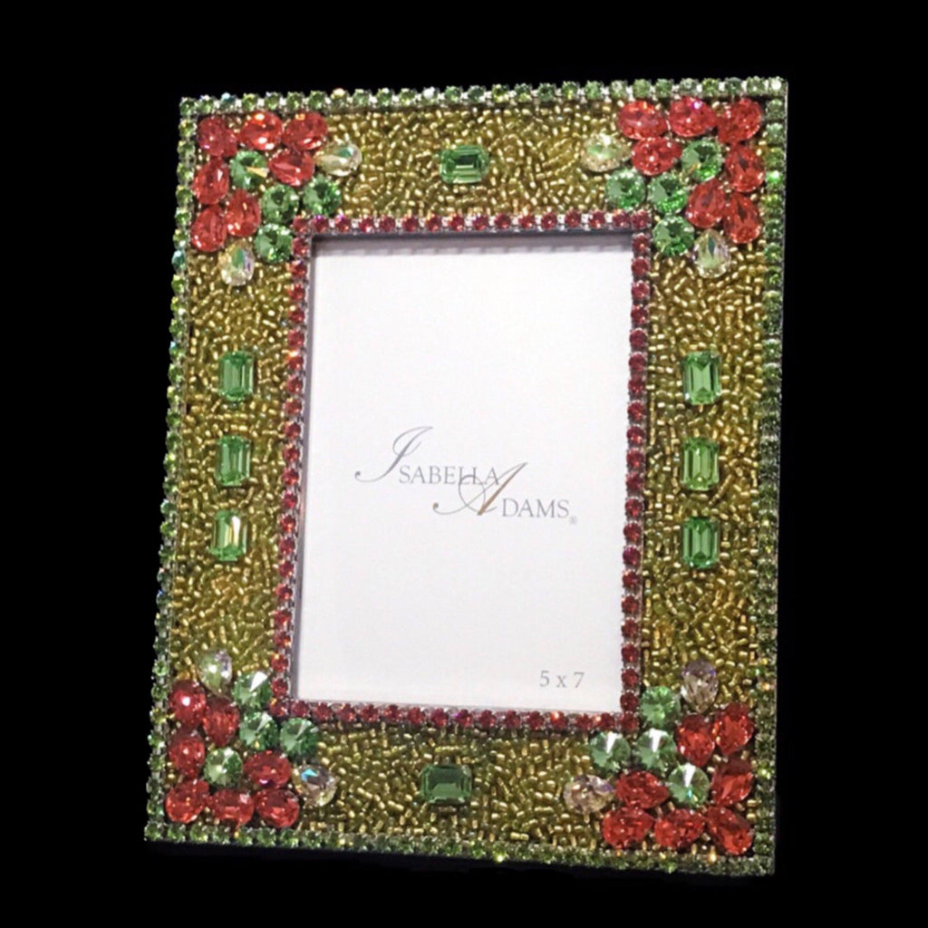 Flower Crystal 5 x 7 Picture Frame Featuring Multicolor Premium Crystals