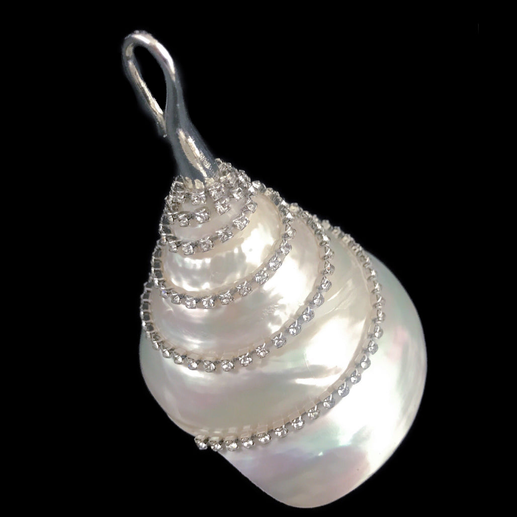 Pearl Troca Shell Christmas Ornament with Premium Crystals